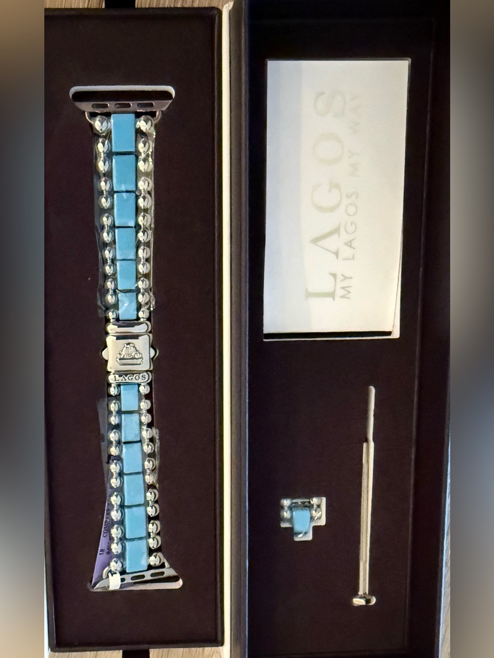 LAGOS Smart Caviar Bracelet For Apple Watch SS & Blue Ceramic. AMAZING PRICE NIB - Picture 2 of 10